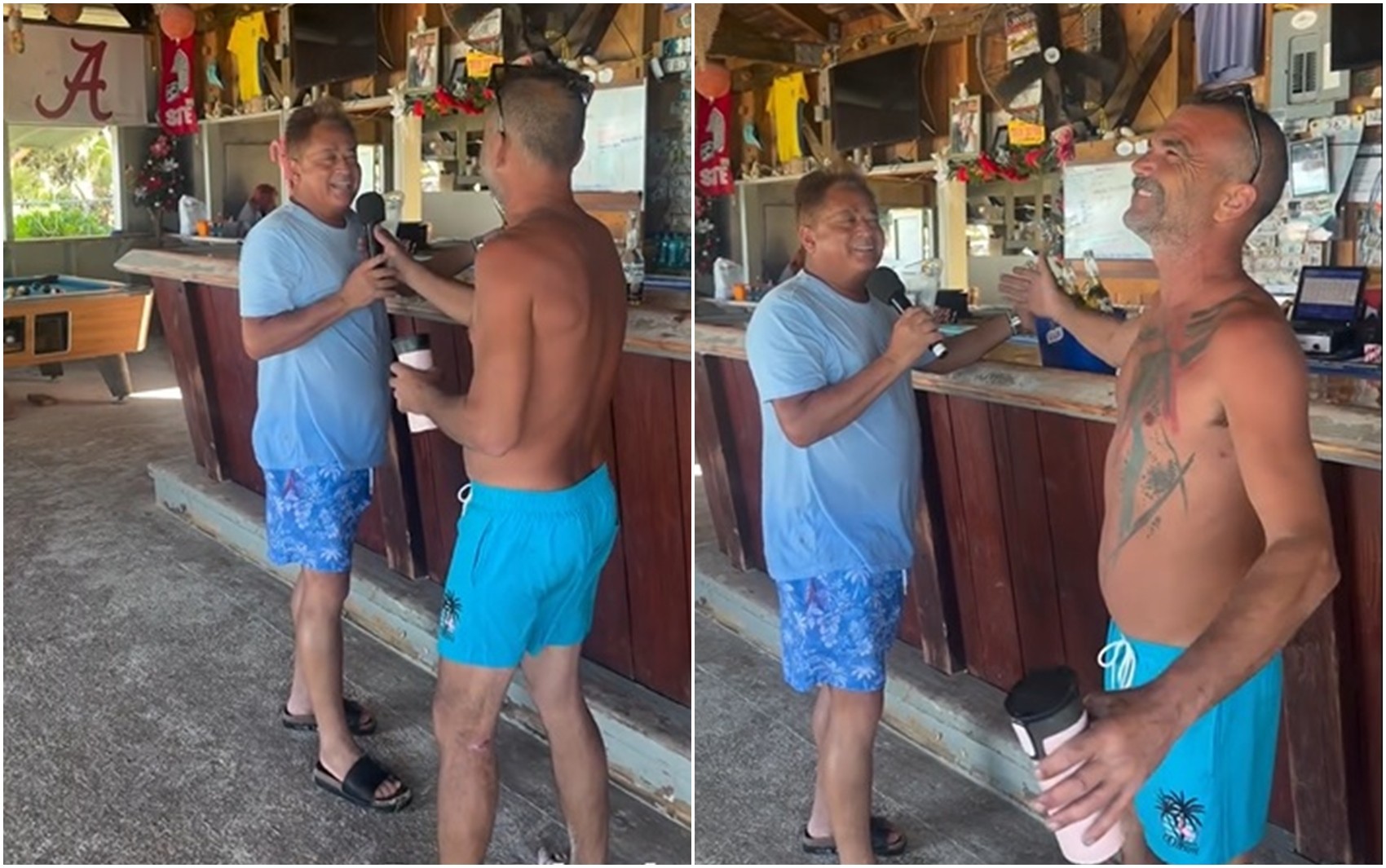 Leonardo canta com gringos em bar de ilha nas Bahamas; vídeo