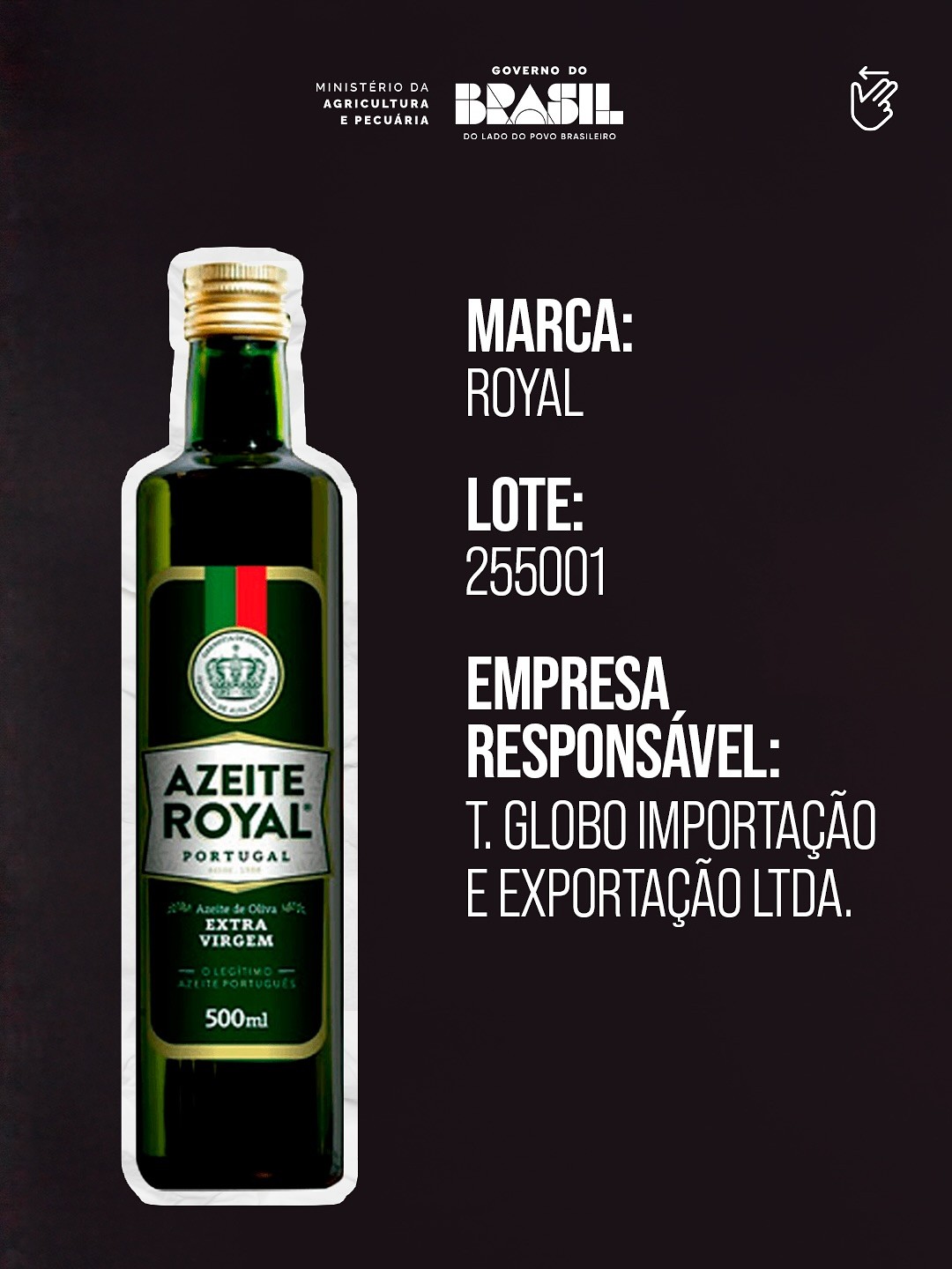 Anvisa proíbe azeite extravirgem da marca Royal por fraude na composição