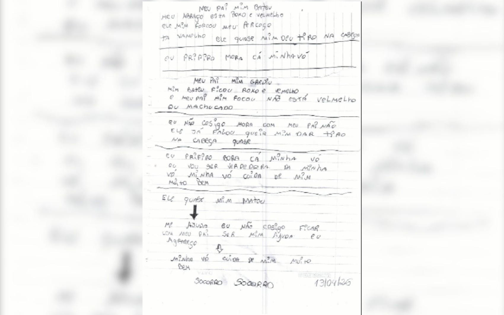 Adolescente que pediu socorro por bilhete já havia sido enforcada pelo pai, diz conselho