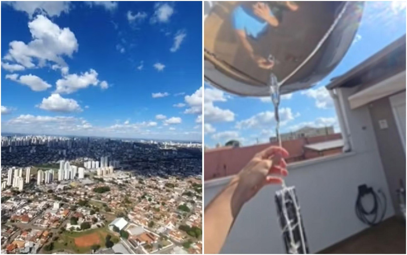 Jovem amarra celular a balões de gás hélio, faz vídeo a 3 km de altura e consegue pegar telefone de volta em Goiânia; vídeo