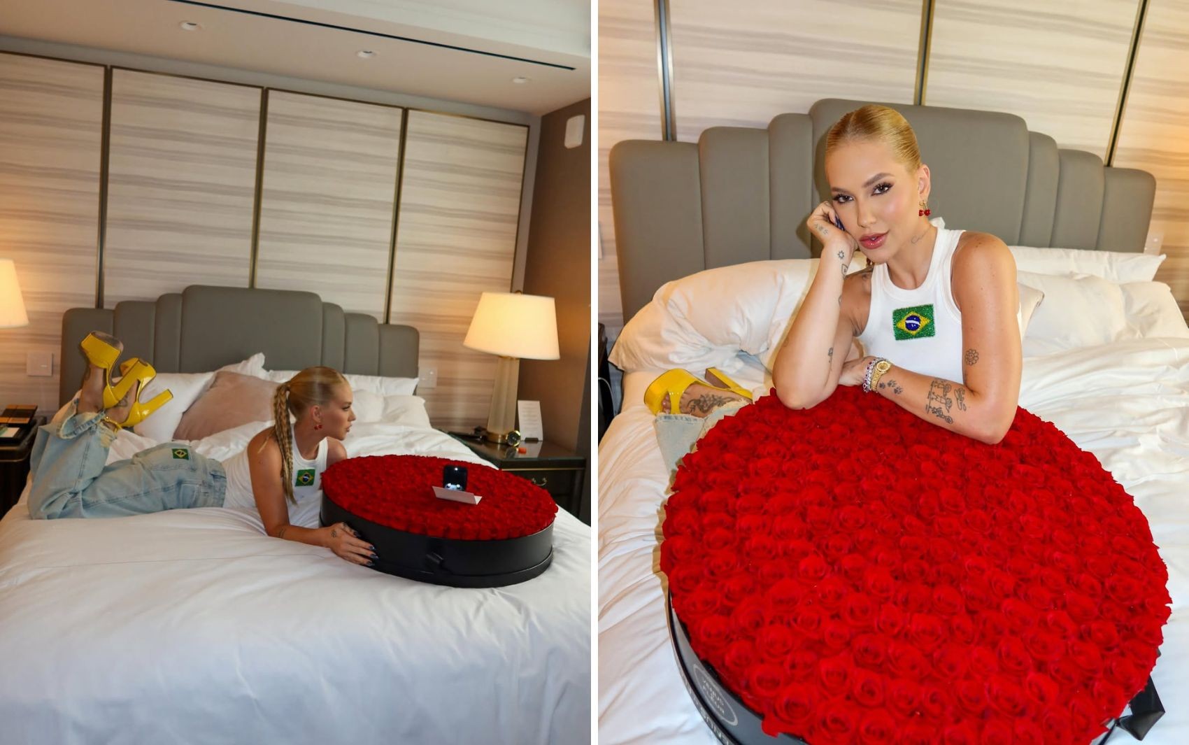 Virginia recebe buquê de flores gigante no Dia dos Namorados